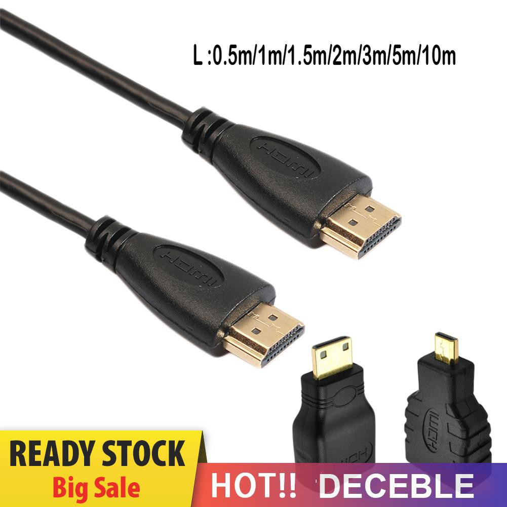 Deceble High Speed HDMI-compatible to HDMI-compatible Male Cable + Micro HDMI-compatible Adaptor+ Mini HDMI-compatible