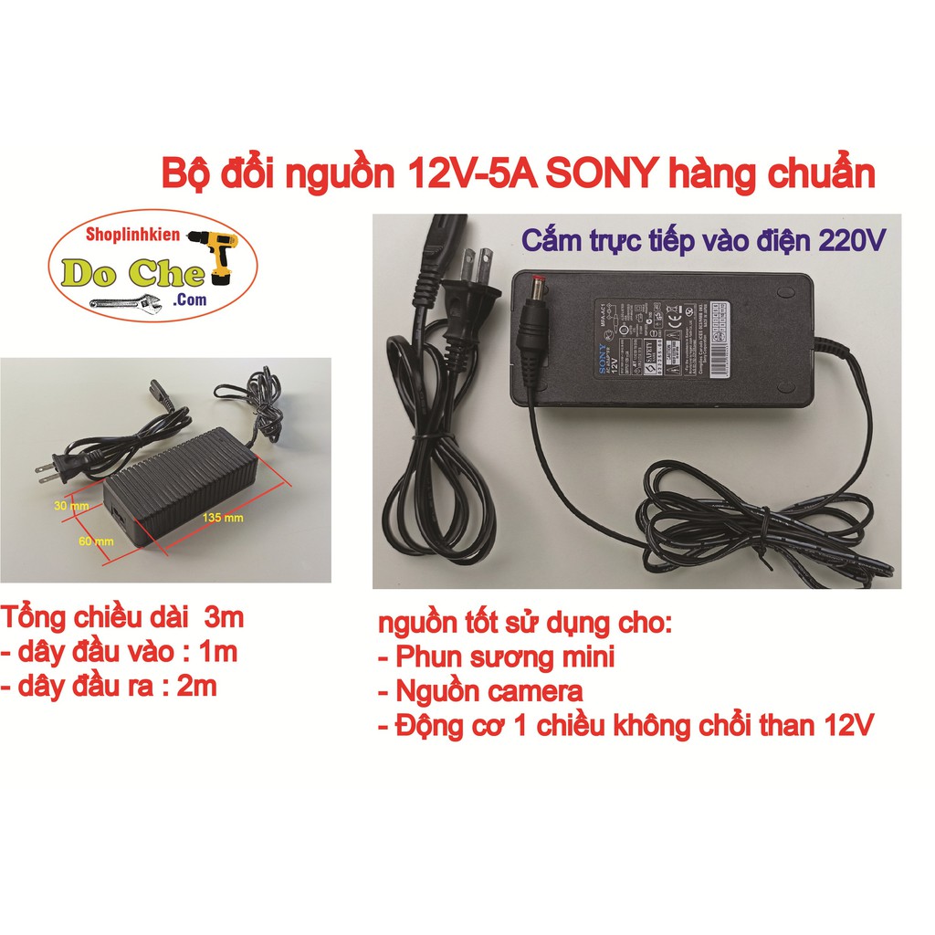 Nguồn adapter 12v - 5A - 60W SONY loại tốt