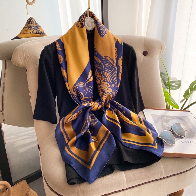 Khăn choàng cổ lụa vuông đa năng cao cấp size 110x110cm