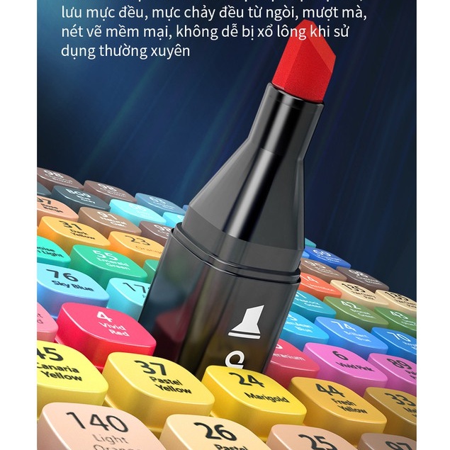 Bút màu marker chuyên nghiệp Deli - kèm túi vải và đế cắm bút - 30/40/60/80 Màu - 70806