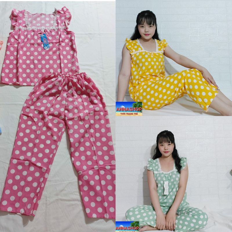 BỘ CHẤM BI LỤA HÀN QUẦN 9 TẤC, FREE SIZE DƯỚI 50 KÝ