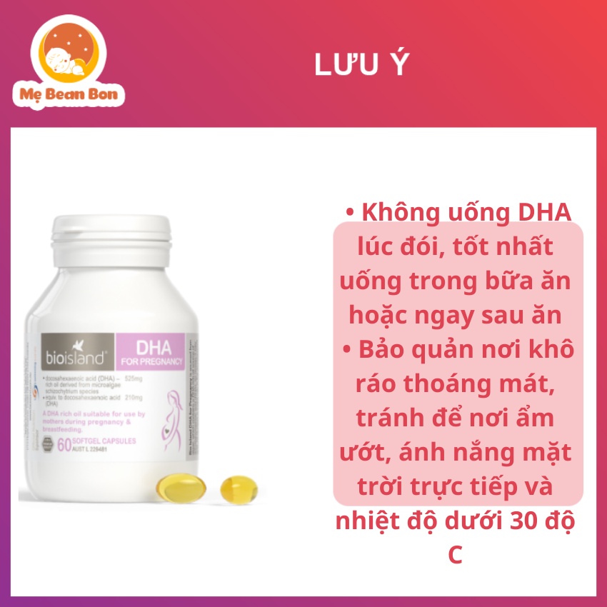 DHA bầu Bioisland của Úc 60 viên cho phụ nữ sắp mang thai mẹ bầu và mẹ sau sinh giúp thai nhi phát triển triển trí tuệ