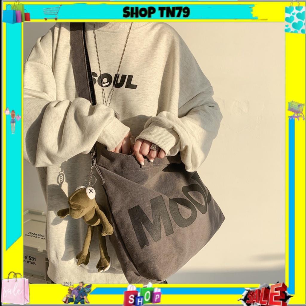 Túi tote đeo chéo , đeo vai vải canvas phong cách ulzzang unisex MOOD không kèm phụ kiện