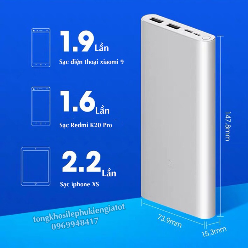 Sạc dự phòng Xiaomi 10000mAh Gen 3 Bản Sạc Nhanh 2020 – Xiaomi Mi 18W Fast Charge Power Bank chính hãng