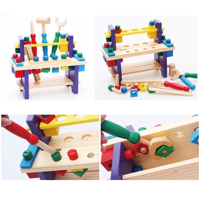 Montessori- Bộ Đồ Chơi Kỹ Thuật Vặn ốc Vít Bằng gỗ Giúp Bé Phát Triển Trí Não