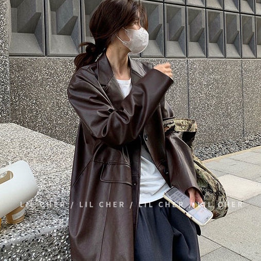 ☒✔Áo Khoác Da pu Dáng Rộng Phong Cách Hàn Quốc Thời Trang Mùa Thu Cho Nữ