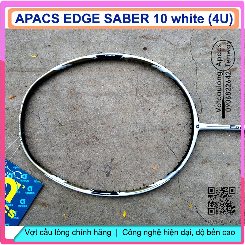 Vợt cầu lông Apacs Edge Saber 10 - 4U - sắc trắng bạch mã hoàng tử