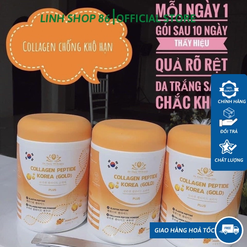 Collagen thủy phân peptide Korea Gold - Collagen thủy phân peptide plus hộp màu cam 30 gói