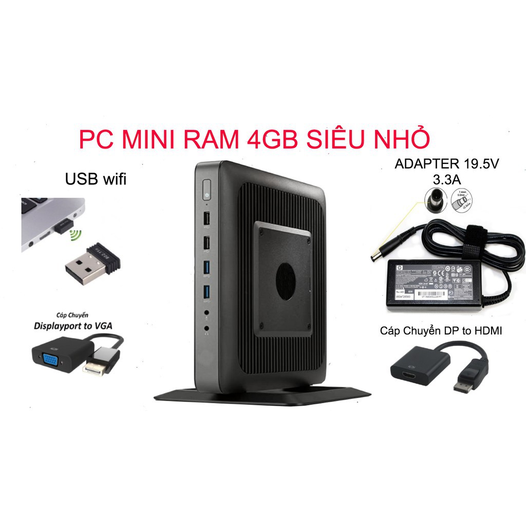 Cây máy tính MINI siêu nhỏ T620 RAM 4GB lướt web, xem youtube , học tập , làm việc văn phòng có wifi WINDOW 10