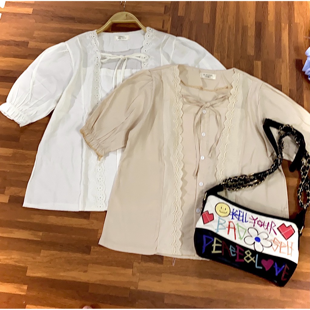 áo babydoll cổ tròn ngắn tay vuông ren A.207 freeship50k | BigBuy360 - bigbuy360.vn