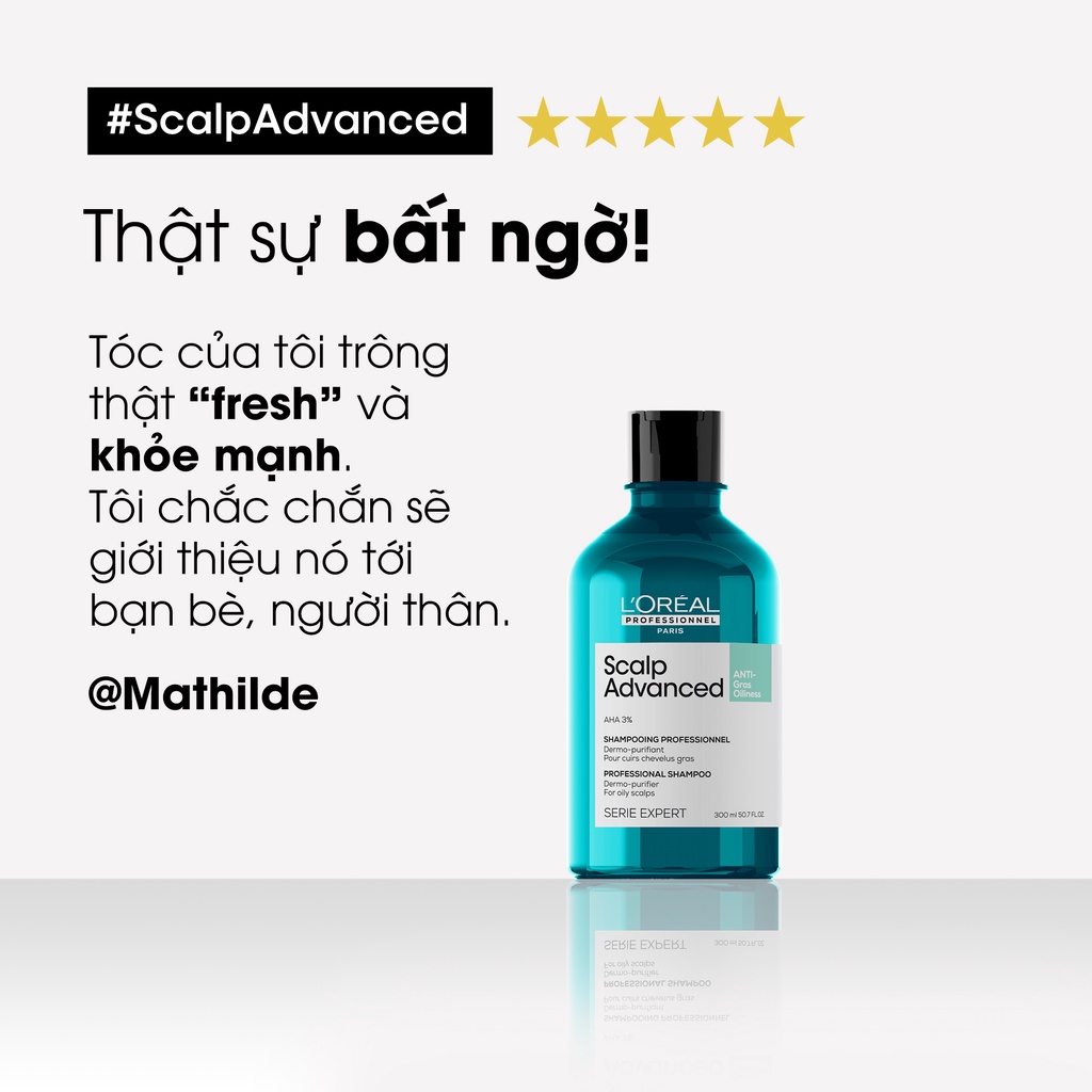 Dầu gội dưỡng tóc giảm bã nhờn da đầu, giảm bết tóc Scalp Advanced 300ml - Dành cho da đầu dư dầu, tóc bết