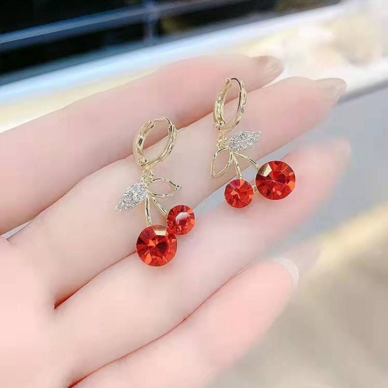 Bông Tai Hình Quả Cherry Đỏ Xinh Xắn Thời Trang