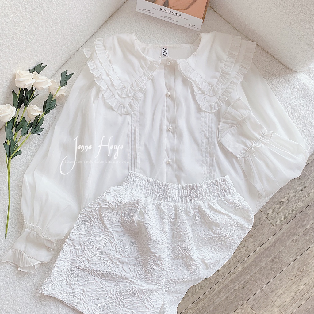 [Mã SKAMFSW175 giảm 10K đơn 50K] [ẢNH THẬT] - Áo sơ mi tiểu thư cổ ren hai lớp ulzzang - SM25 - jannahouse | BigBuy360 - bigbuy360.vn