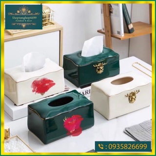 (Có sẵn ) Hộp đựng giấy gốm sứ cao cấp