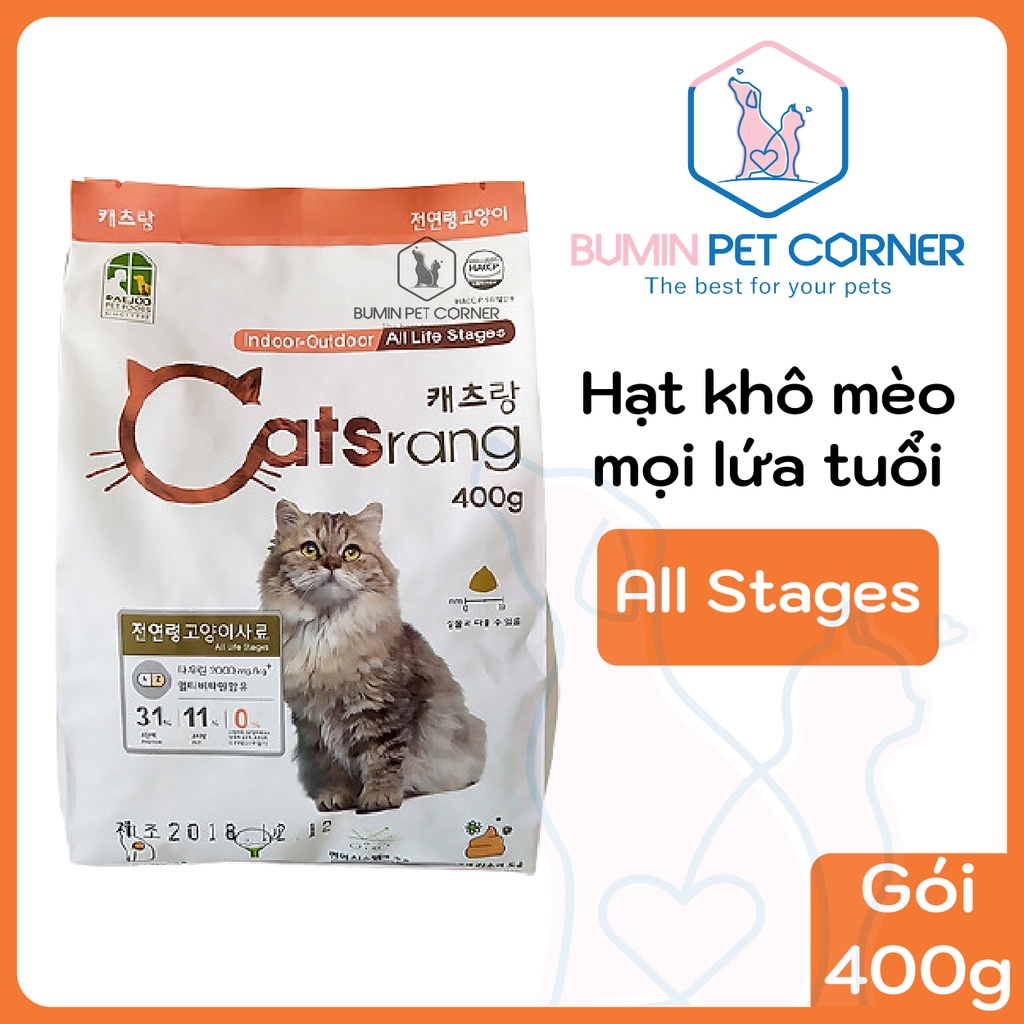 Catsrang All Stages 400g - Thức ăn hạt khô cho mèo mọi lứa tuổi Catsrang All Stages gói 400g