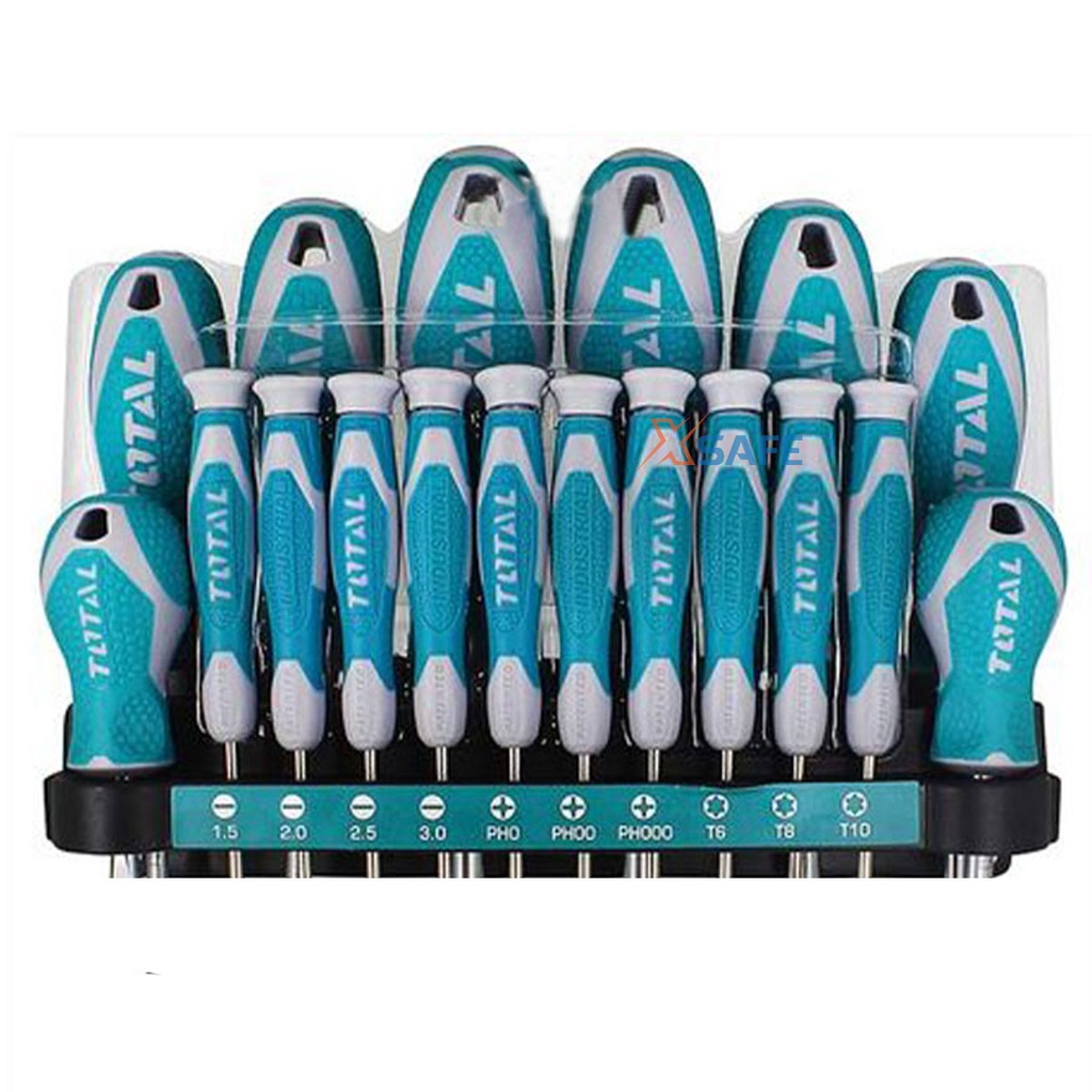 Bộ tua vít đa năng 18 món TOTAL THT250618 đuôi tròn Bộ tuốc nơ vít CR-V không mài mòn, gỉ sét, nhỏ gọn