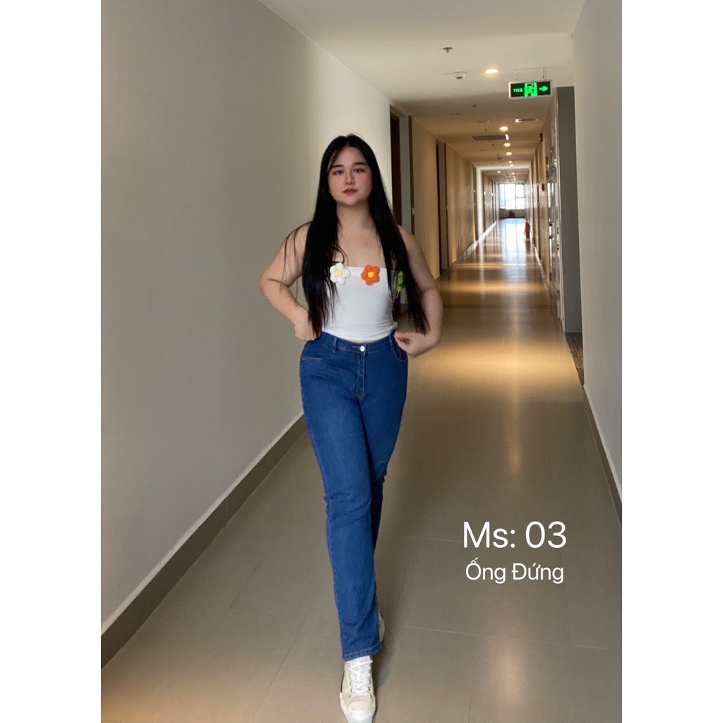 Quần jean nữ lưng cao ống đứng co giãn big size từ 55-90kg G-JEANS ,ống suông trơn cạp cao chất bò thoải mái dáng cao