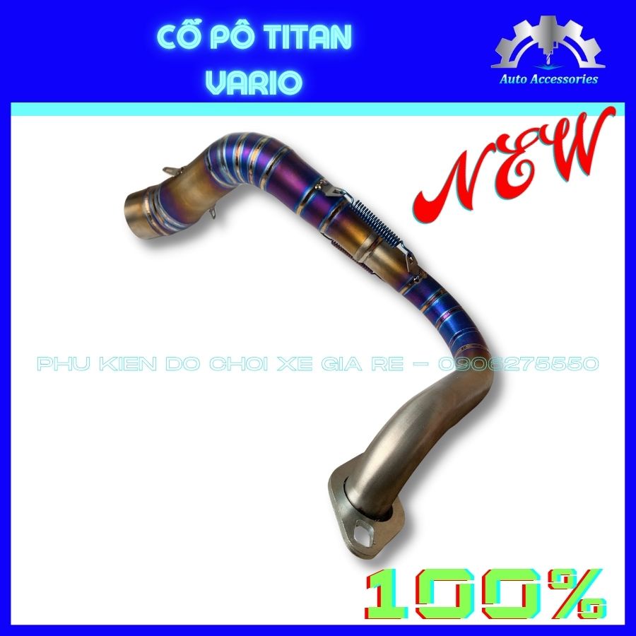 NEW 100% - Cổ Pô Titan VARIO gắn Pô Zin theo xe, Titan màu cực nét, cực đẹp, lắp đặt như Zin, Kèm Pát Cổ