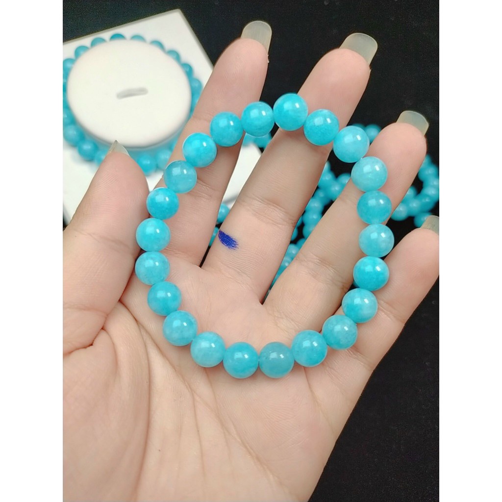 Vòng Amazonite màu xanh tươi mát, dịu nhẹ, đơn giản, dễ mang, quà tặng