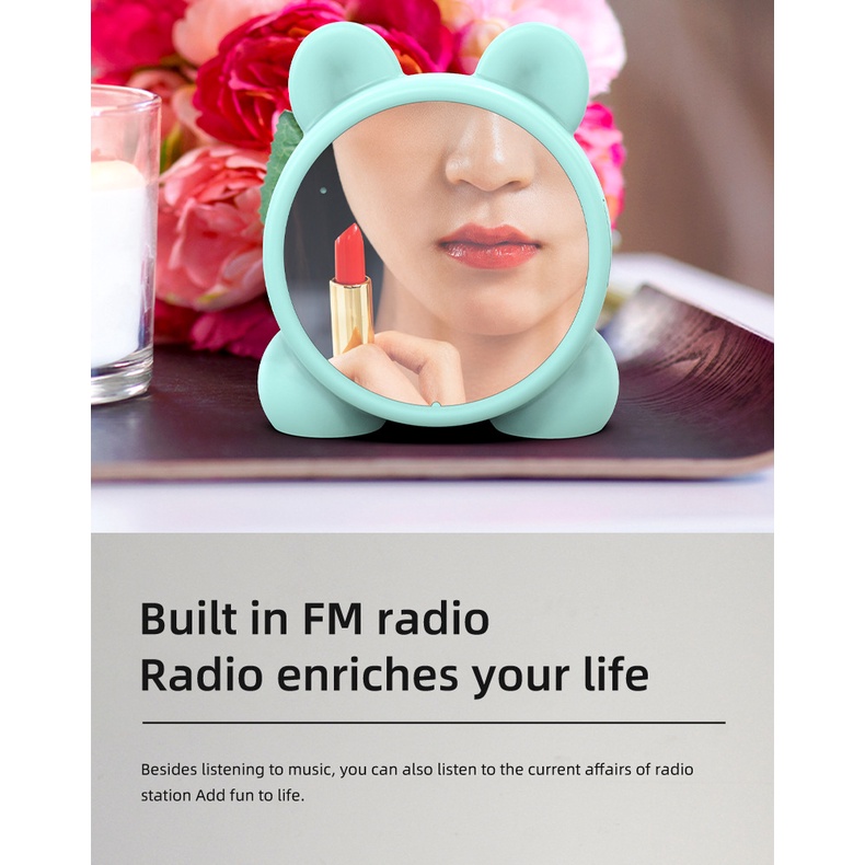 Loa Bluetooth Mini Kiêm Đồng Hồ Báo Thức P1 Màn Hình Gương Trang Điểm