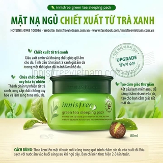 Mặt nạ ngủ dưỡng ẩm, bảo vệ da Innisfree Green Tea Sleeping Pack _ 80ml