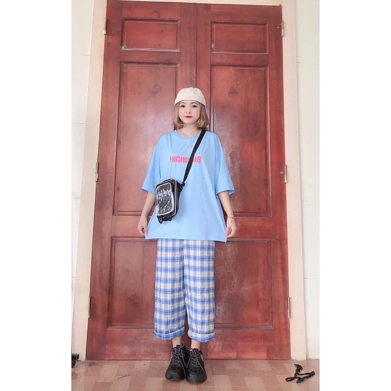 Sét áo HIGH+quần kẻ xanh