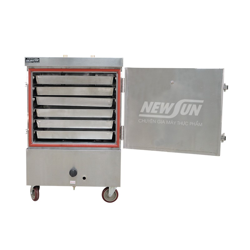 Tủ nấu cơm 30 kg gạo/mẻ bằng gas 6 khay  NEWSUN - Bảo hành 12 tháng