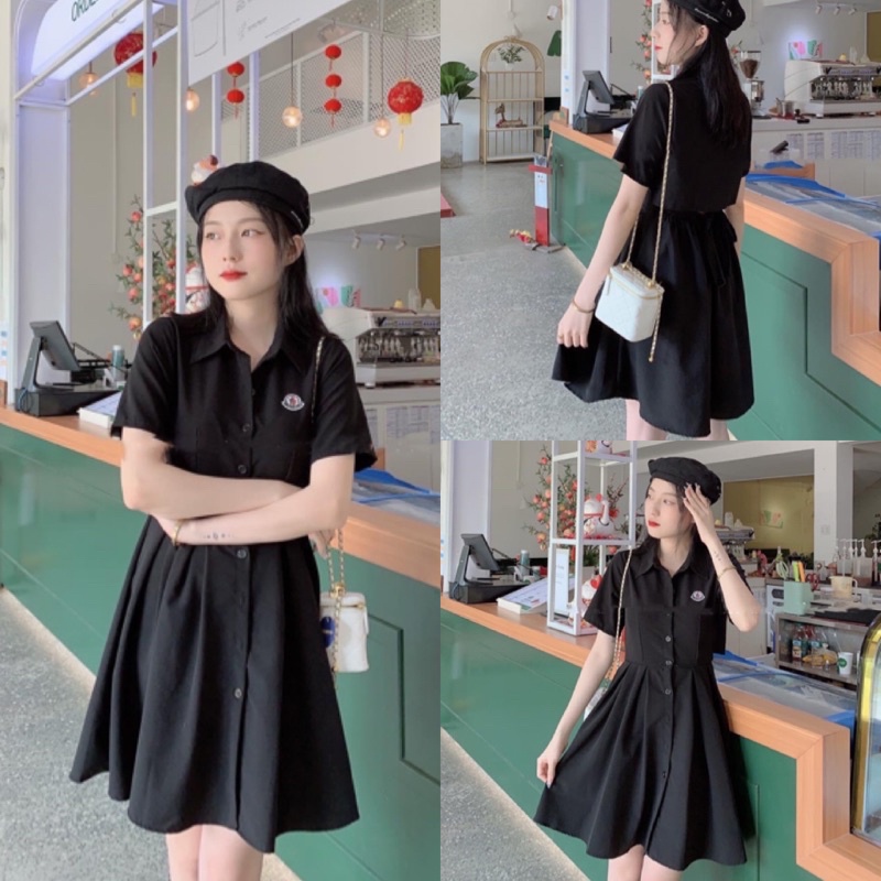 ĐẦM ĐEN TAY NGẮN DIVIA DRESS thiết kế cut-out lưng phần eo có bo chun co giãn và thắt nơ sau lưng