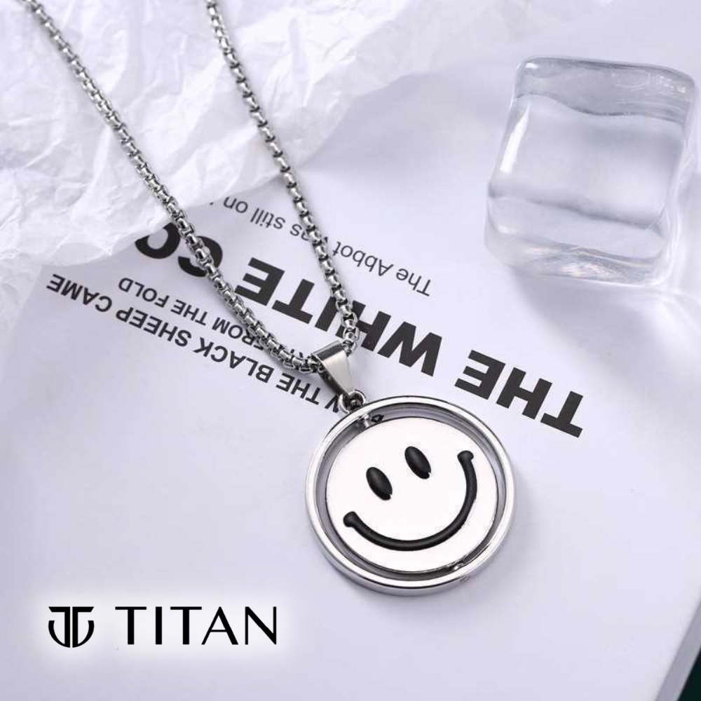 Dây chuyền nam nữ 2 mặt xoay cười và buồn, vòng cổ smile sad thời trang unisex màu bạc, phụ kiện dây chuyền Titan Shop
