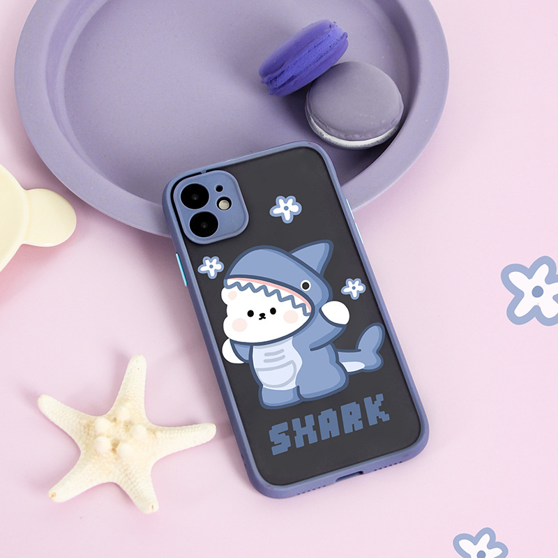 Ốp Lưng Iphone Gấu Shark Nhám Viền Nổi Cong 5/5s/6/6plus/6s/6splus/7/7plus/8/8plus/x/xr/xs/11/12/pro/max/plus/promax