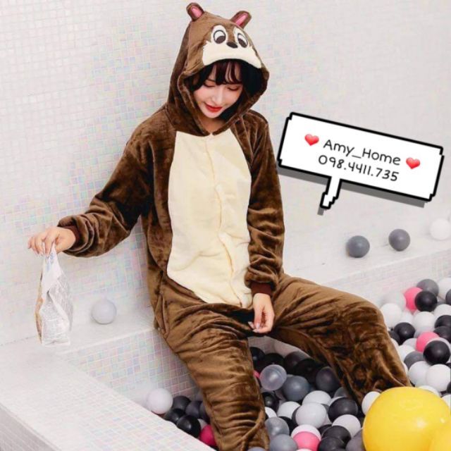 [Giảm 19k-FREESHIP] Bộ đồ thú Sóc nâu