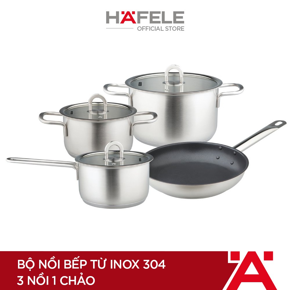 Bếp Từ 2 Vùng Nấu HAFELE 770x450mm HC-IS772EA - 535.02.222 + Bộ Nồi Bếp Từ Inox 304 HAFELE (3 Nồi  + 1 Chảo) 531.08.040