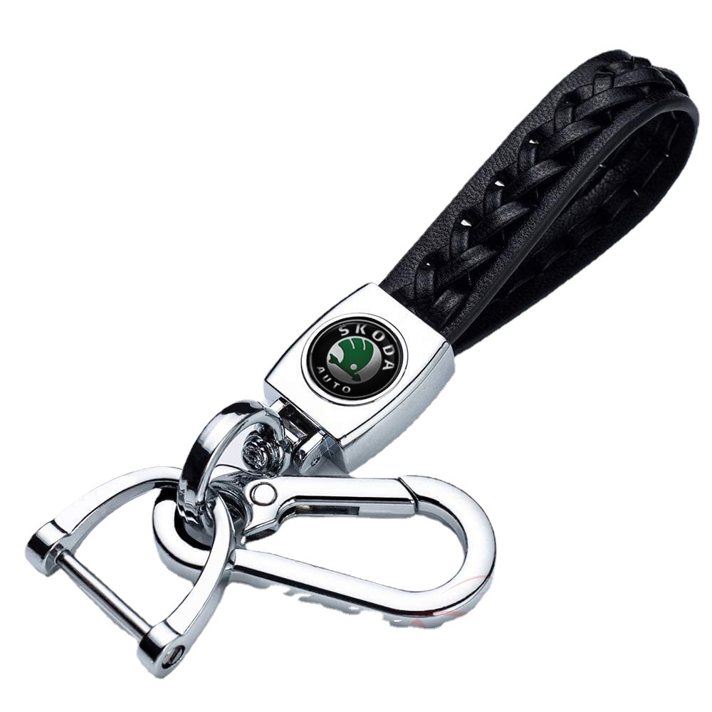 Móc Khóa Hình Logo Xe Hơi Skoda Bằng Da Cừu
