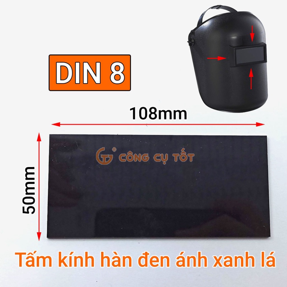 Miếng kính hàn  50x108x2mm chống bụi lắp vào mo hàn