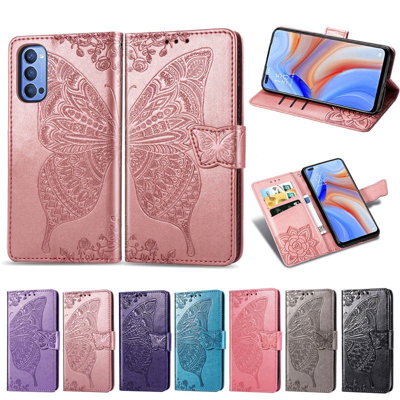 Bao da điện thoại nắp lật họa tiết bướm cho OPPO Reno 4 4Z 4F Reno 10x zoom Reno4 Z Reno4Z Reno4F Pro A92S A93 5G
