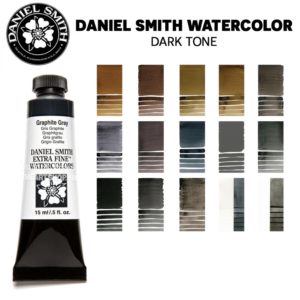 (P10) Màu nước DANIEL SMITH dạng tuýp 5/15ml (Bán lẻ) - DARK TONE