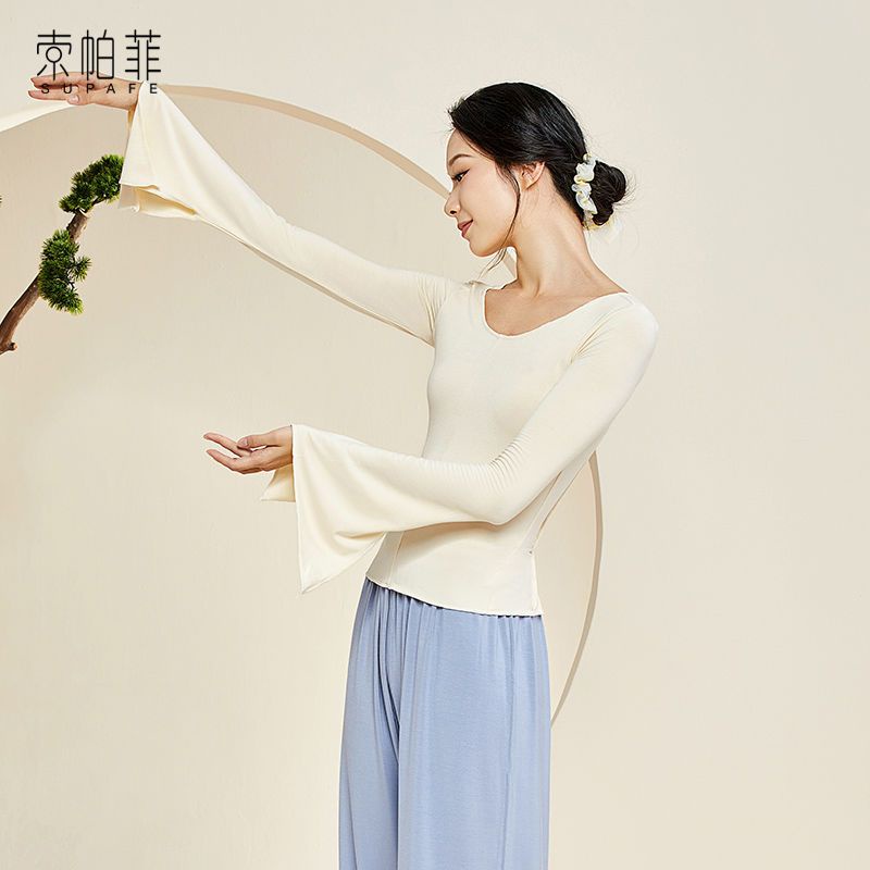 M &amp; E Sophie Body Rhyme Áo Tay Dài Loe Đàn Hồi Cổ Điển Trung Hoa Tập Múa Thanh Lịch Siêu Thần Tiên Caiduo