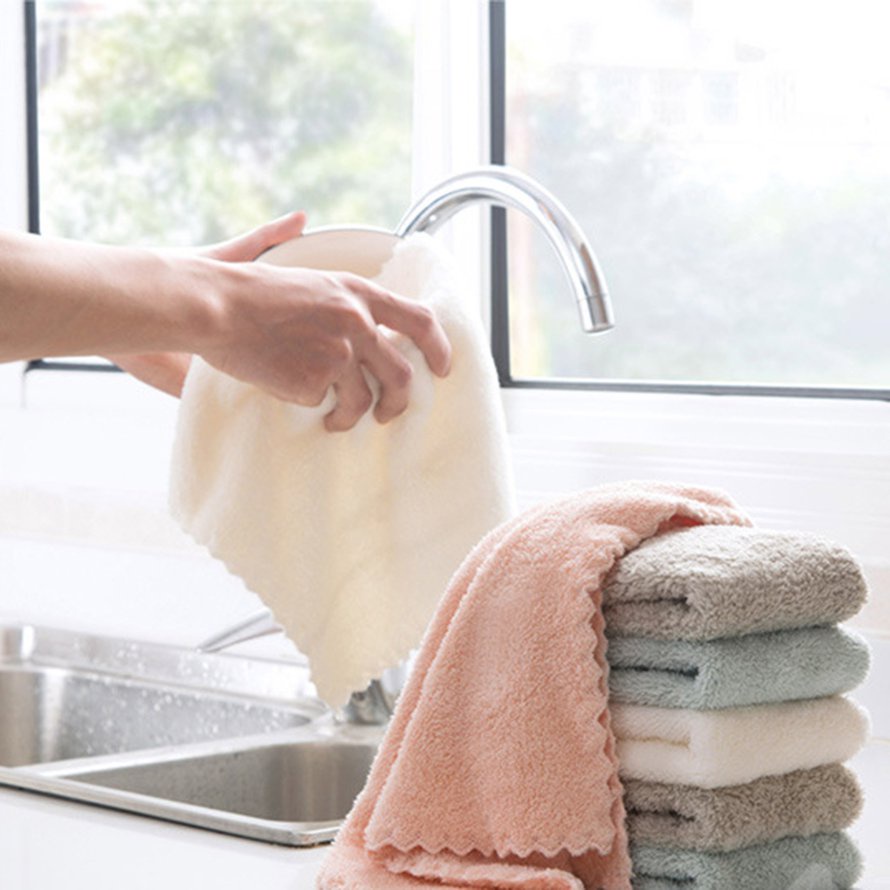Làm sạch nhà bếp Vải nhung San hô Bát đĩa Giặt bàn vải Khăn lau Giẻ lau