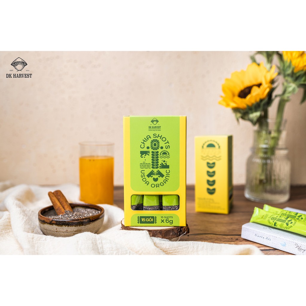 Hạt chia shot Organic DK Harvest nhập khẩu (1 hộp 15 shot) 15x6g | BigBuy360 - bigbuy360.vn