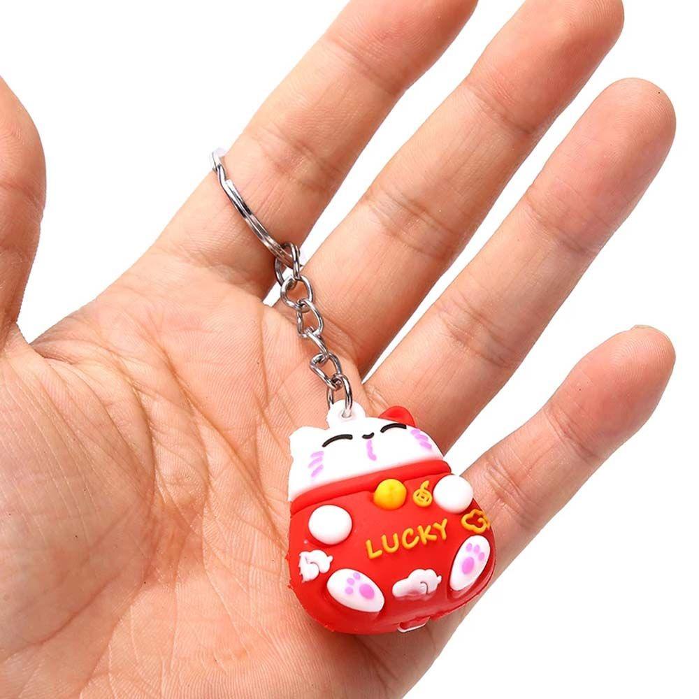 LANFY Móc Khóa Hình Mèo May Mắn Ba Chiều Dễ Thương