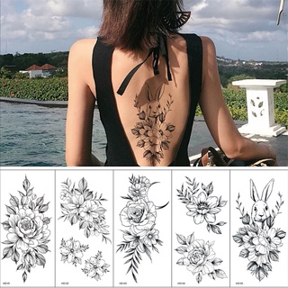 Miếng dán hình xăm tạm thời hình đầu lâu/hoa hồng/đầu lâu màu đen kháng nước