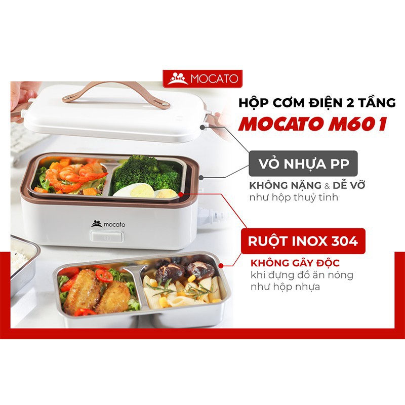 [Mã LIFEXANH03 giảm 10% đơn 500K] Hộp đựng cơm cắm điện MOCATO giữ nhiệt hâm nóng thức ăn nấu cơm trưa văn phòng