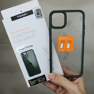 Ốp Lưng Spigen viền xanh rêu Cho Iphone 11 Pro Max Ultra Hybird