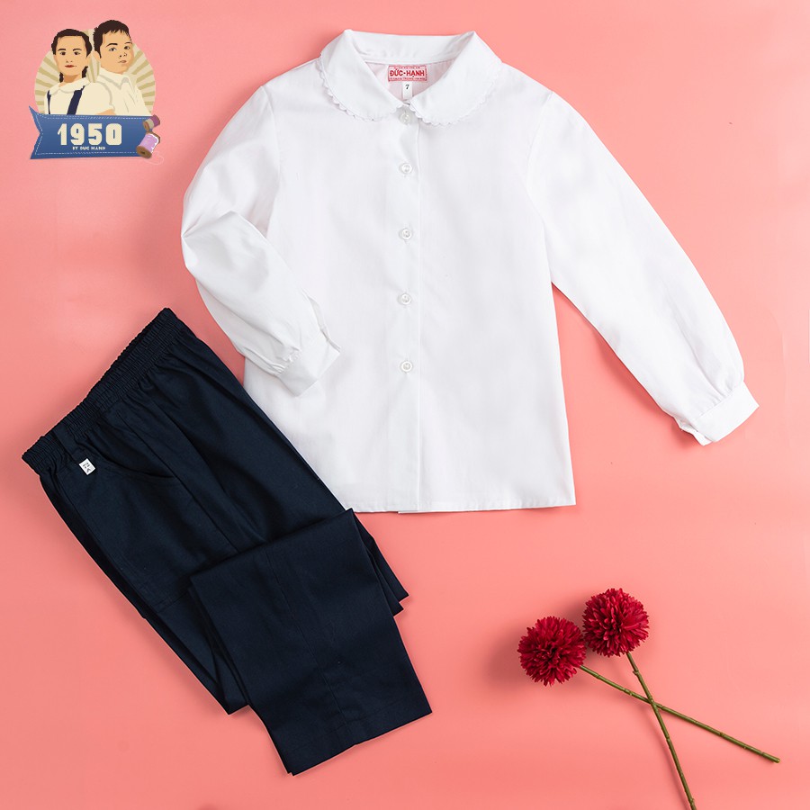 Sơ mi nữ trắng đồng phục học sinh chất liệu cotton 100% thoáng mát. Áo trắng 1950 by Đức Hạnh Hàng Trống | BigBuy360 - bigbuy360.vn