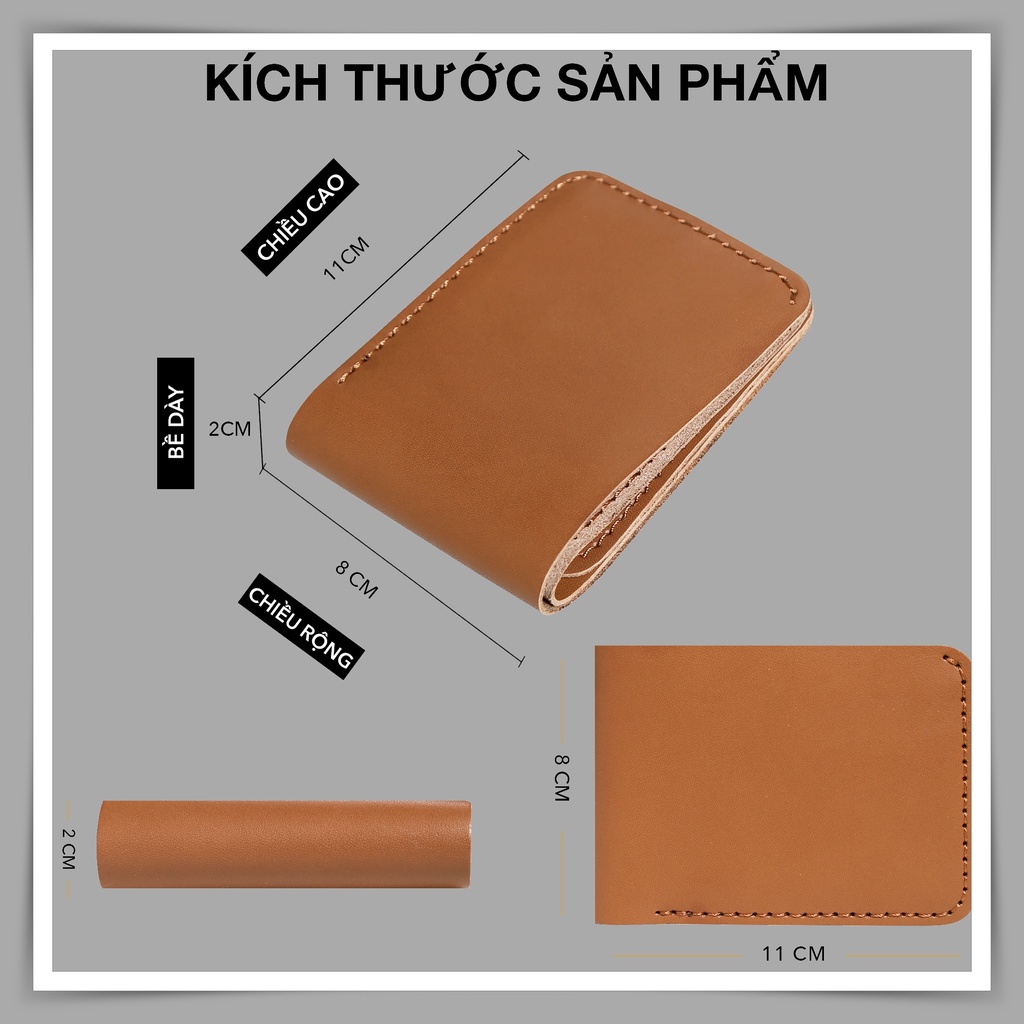 Ví da nam handmade da bò thật - Bảo hành 5 năm - Hàng chính hãng thương hiệu Longdo Leather - B03
