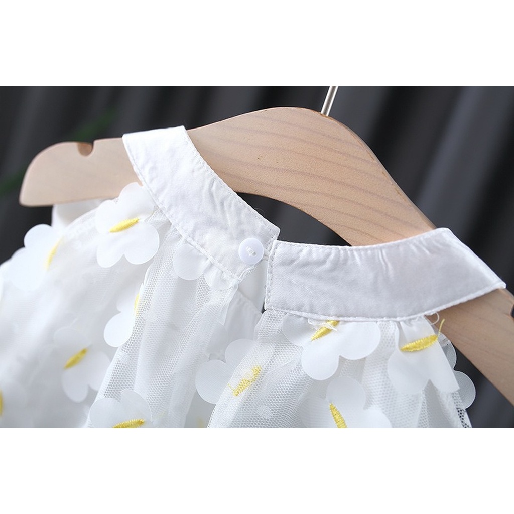 Đầm Công Chúa Không Tay Phối Lưới Họa Tiết Bướm Thời Trang Mùa Hè Dành Cho Bé Gái 1-5 Tuổi
