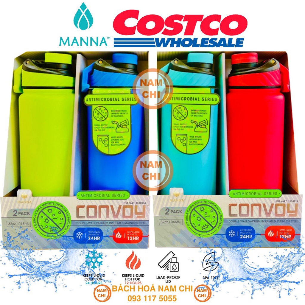 [HỘP 2 CHAI] Bình Giữ Nhiệt Manna Stainless Steel Convoy Bottle 946ml