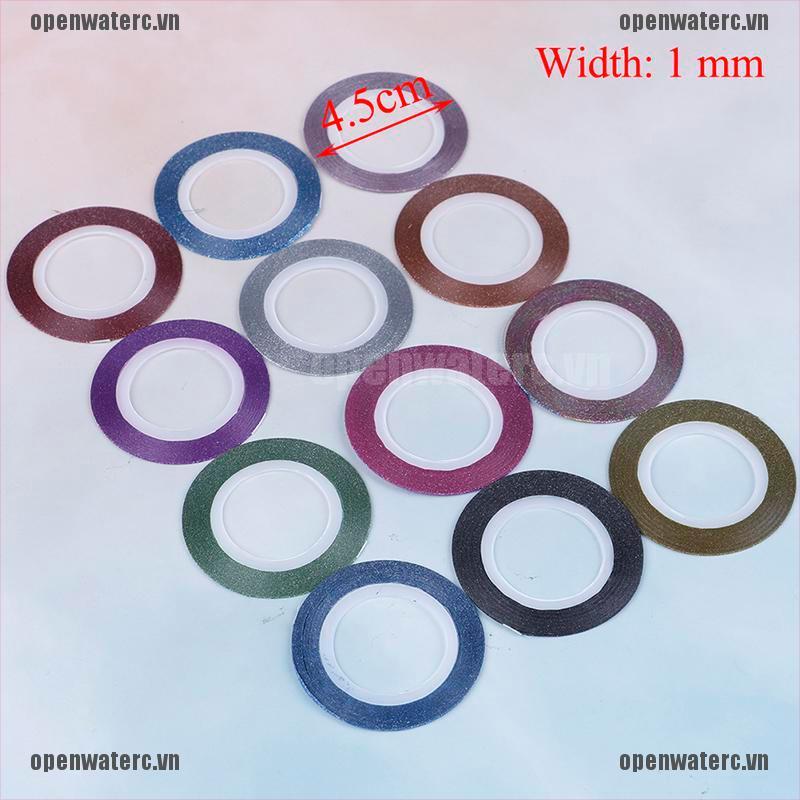 Bộ 12 Cuộn Băng Keo Dán Trang Trí Móng Tay 1mm