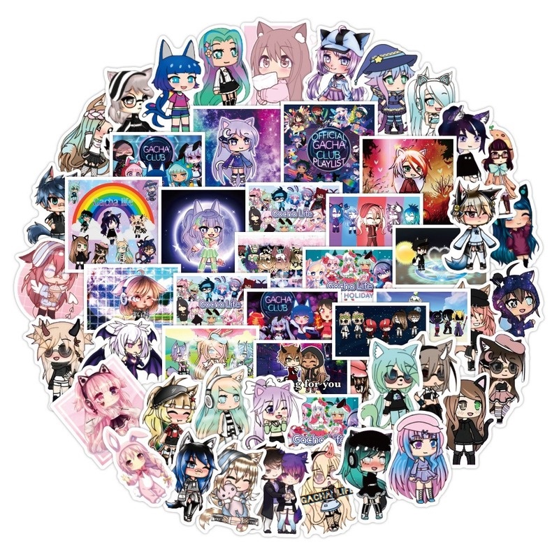 Bộ 50 Miếng Dán Chống Thấm Nước Hình gacha life
