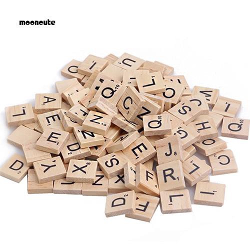 Set 100 mảnh gỗ in chữ và số trò chơi sắp chữ